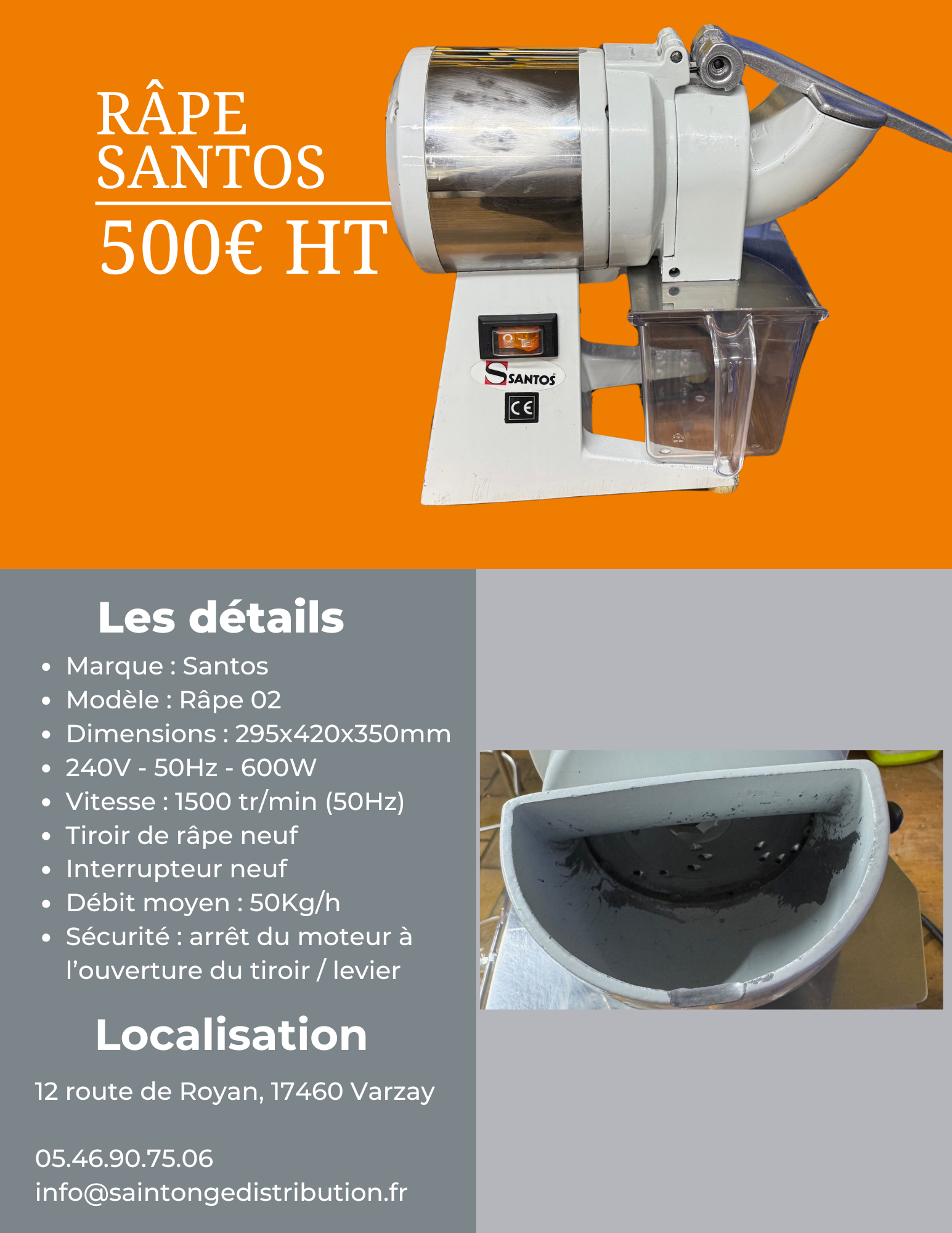 Saintonge Matériel Râpe 02 Santos Râpe Électrique Reconditionnée