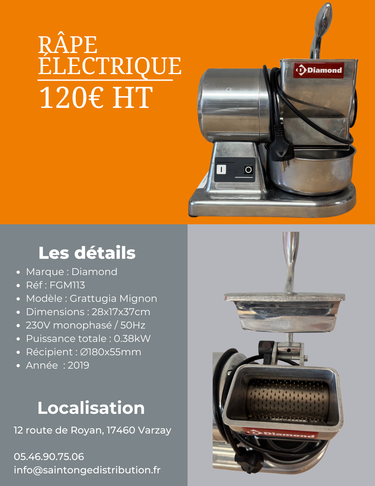 Diamond FGM113 râpe électrique pro reconditionnée