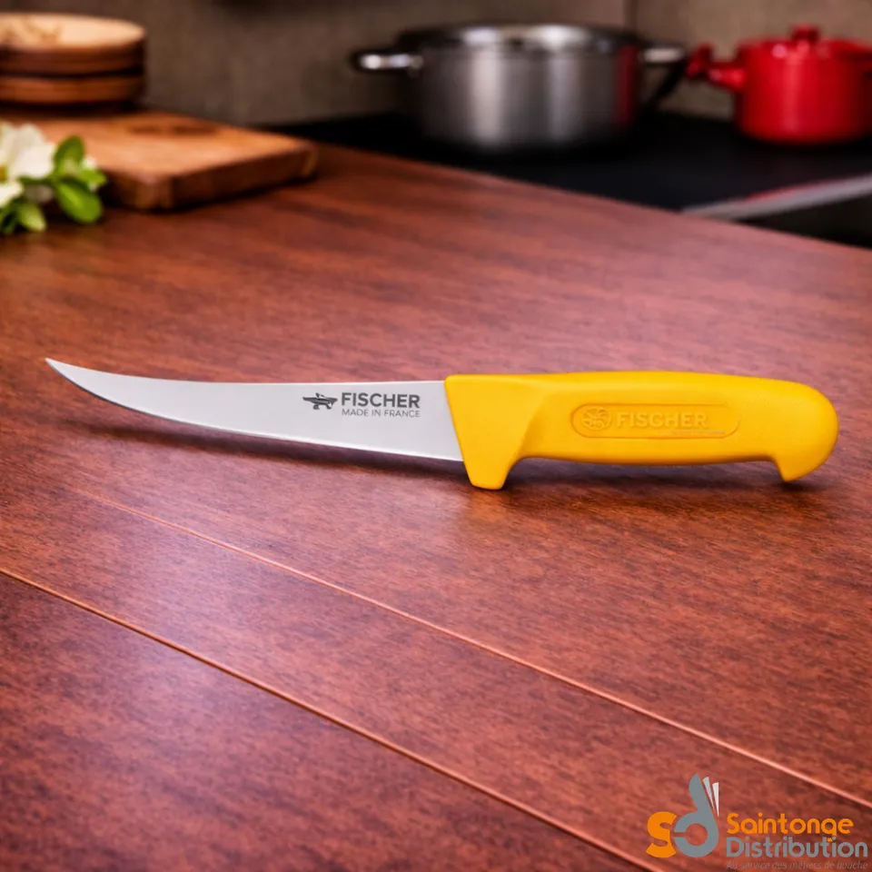Fischer Bargoin Couteau à désosser lame courbée 13cm jaune