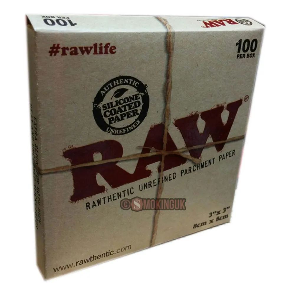 RAW Squares papier parchemin 8x8cm boîte 100 feuilles antiadhésives