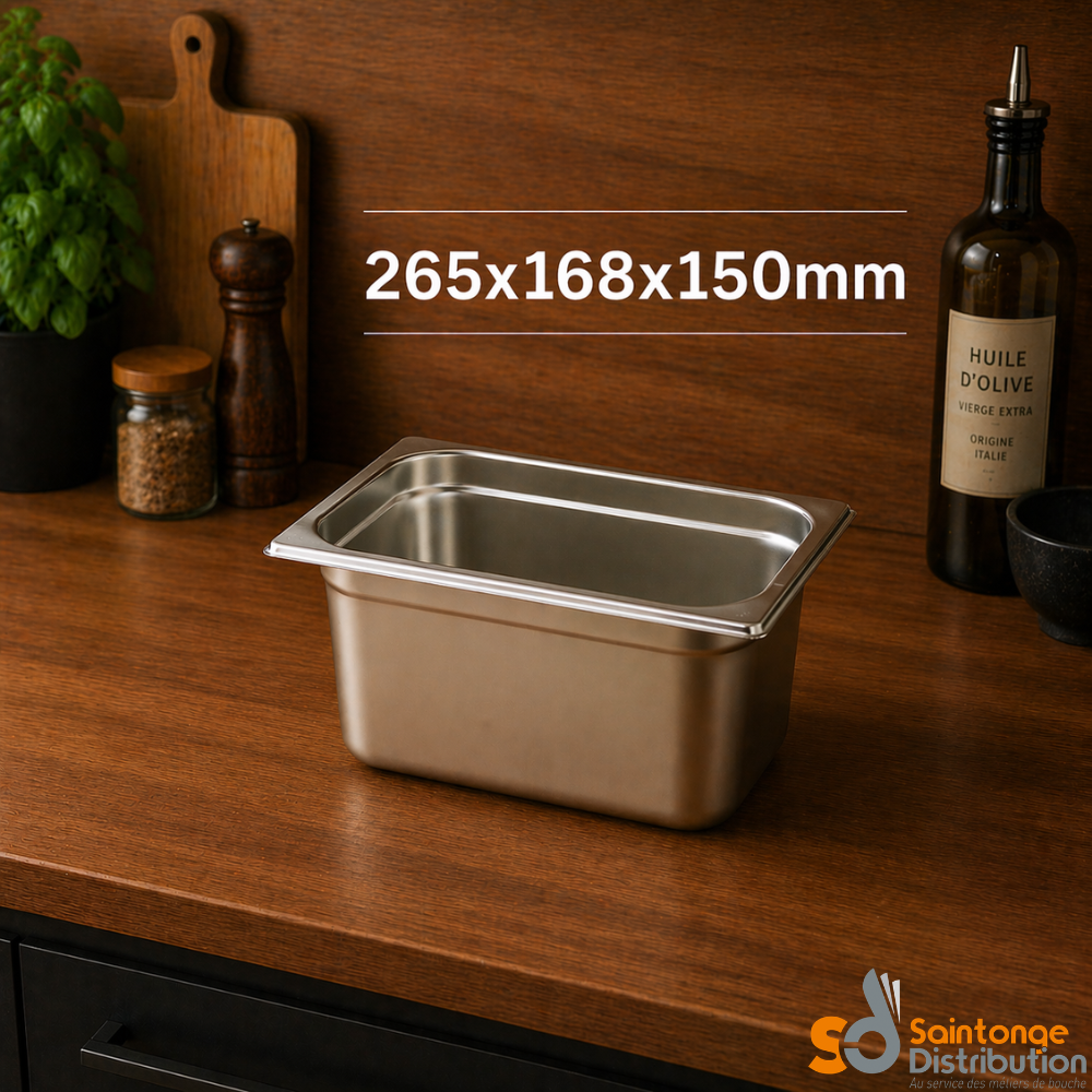 Saintonge Bac gastro GN1/4 inox 265x162x150mm 4 litres