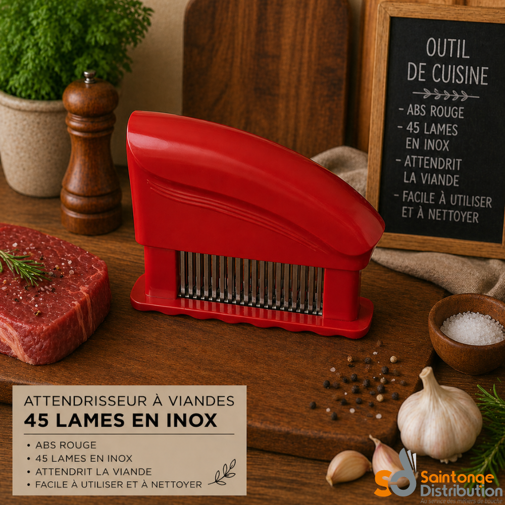 Saintonge Distribution Consommables Attendrisseur viande 45 lames inox blanc