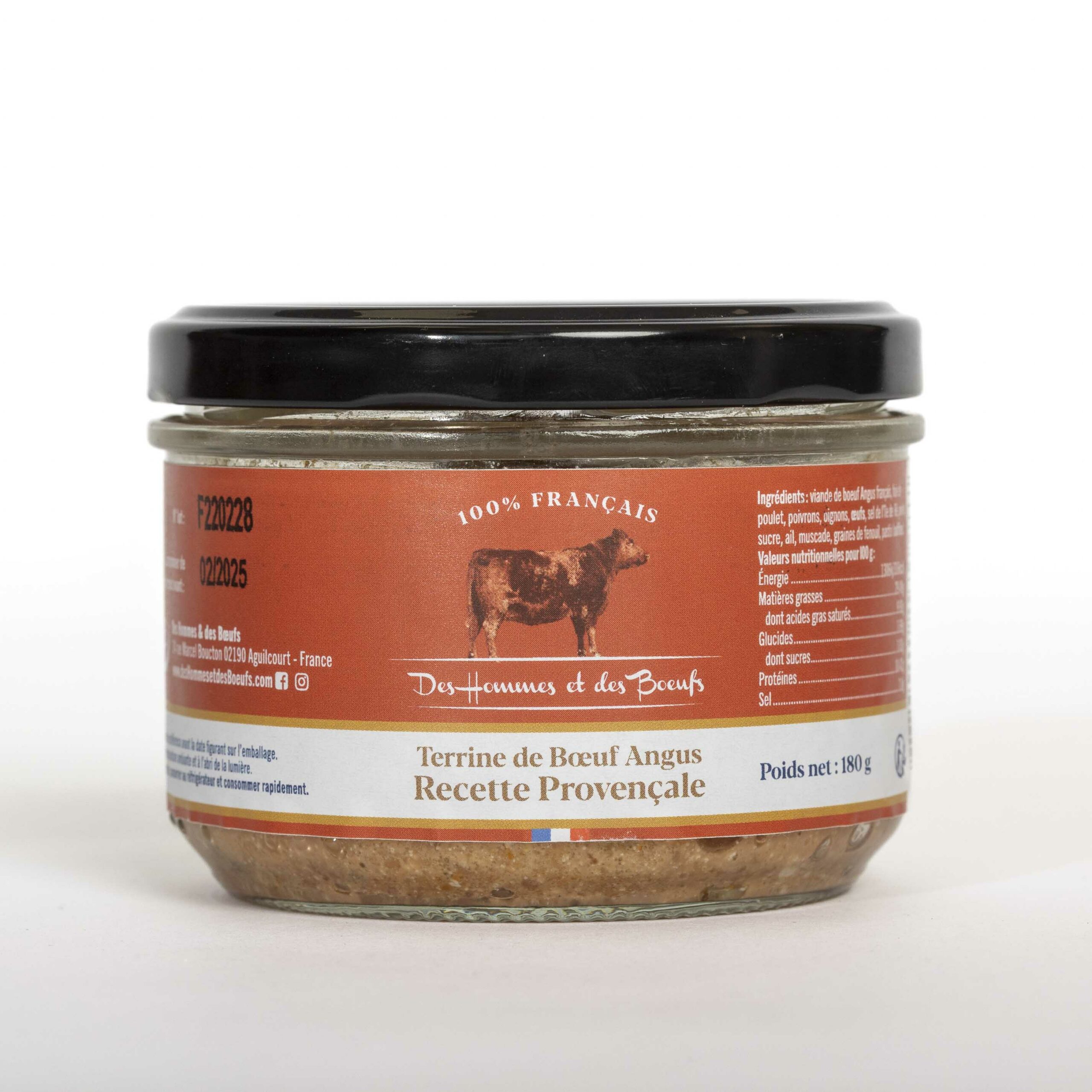 Des Hommes et des Bœufs Terrine bœuf Angus provençale 180 g