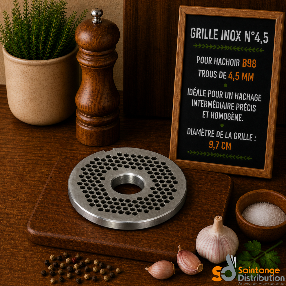 Grille inox n°4.5 hachoir B98 hachage grossier viande