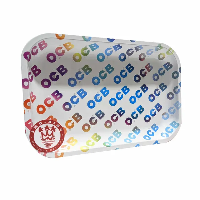 OCB Plateau à rouler métal blanc logo couleur Medium 29 cm
