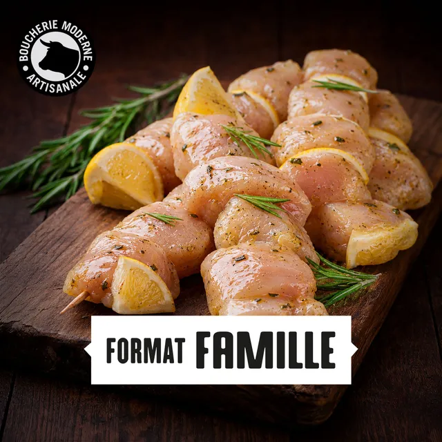Boucherie Moderne Brochettes Poulet Thym Citron 2kg marinées