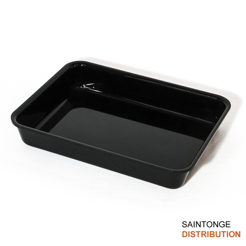 Plat glacière noir 26,5x20cm PMMA vitrine traiteur