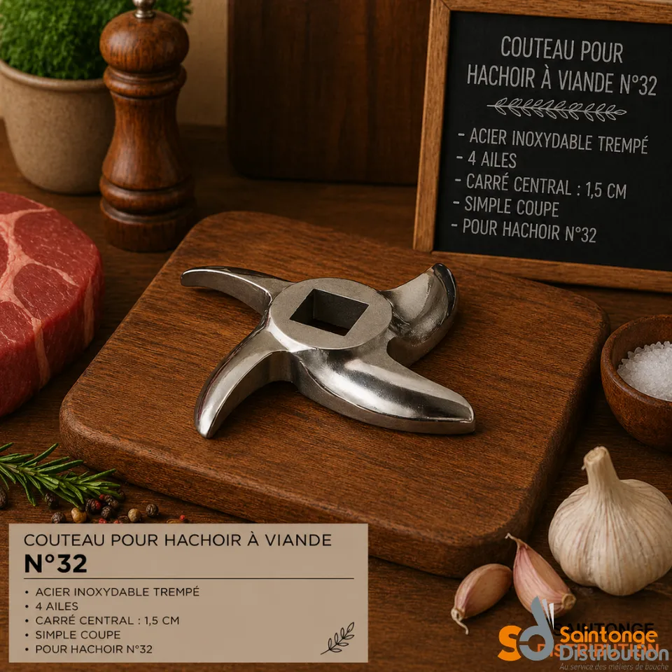 Couteau inox N°32 hachoir à viande 4 lames
