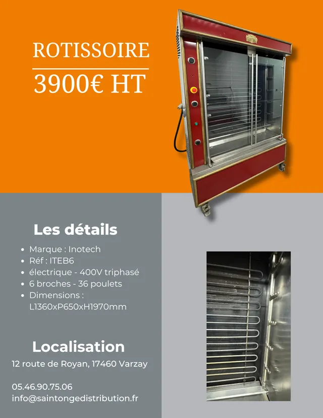 Saintonge Matériel Rôtissoire ITEB6 Inotech 36 poulets