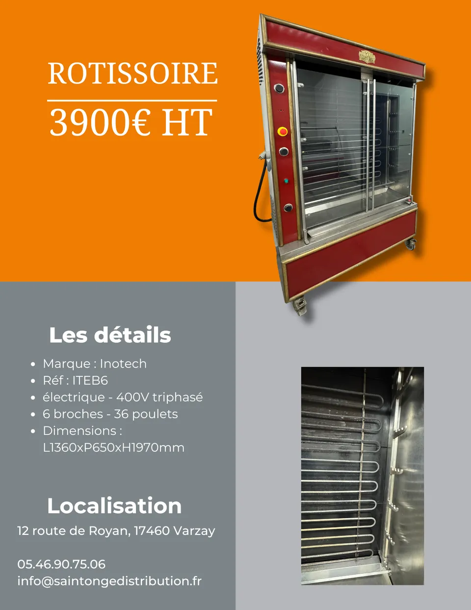 Saintonge Matériel Rôtissoire ITEB6 Inotech 36 poulets