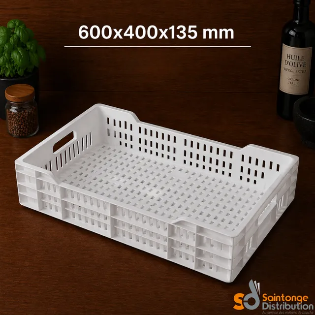 Saintonge Matériel Caisse Gilac 25L blanche ajourée 600x400