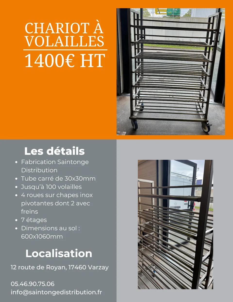 Saintonge Distribution chariot à volailles 7 étages 100 volailles