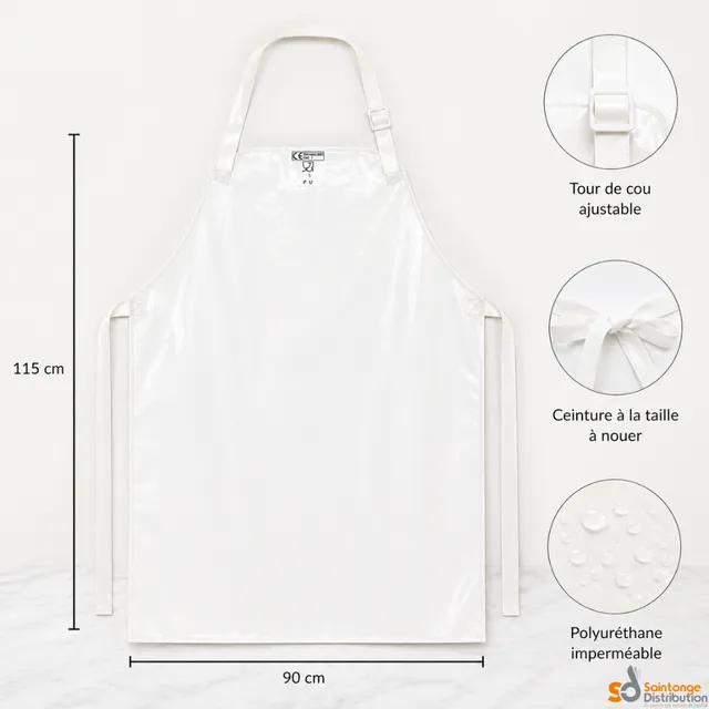 Ledotex Tablier 115x90 cm polyuréthane blanc imperméable