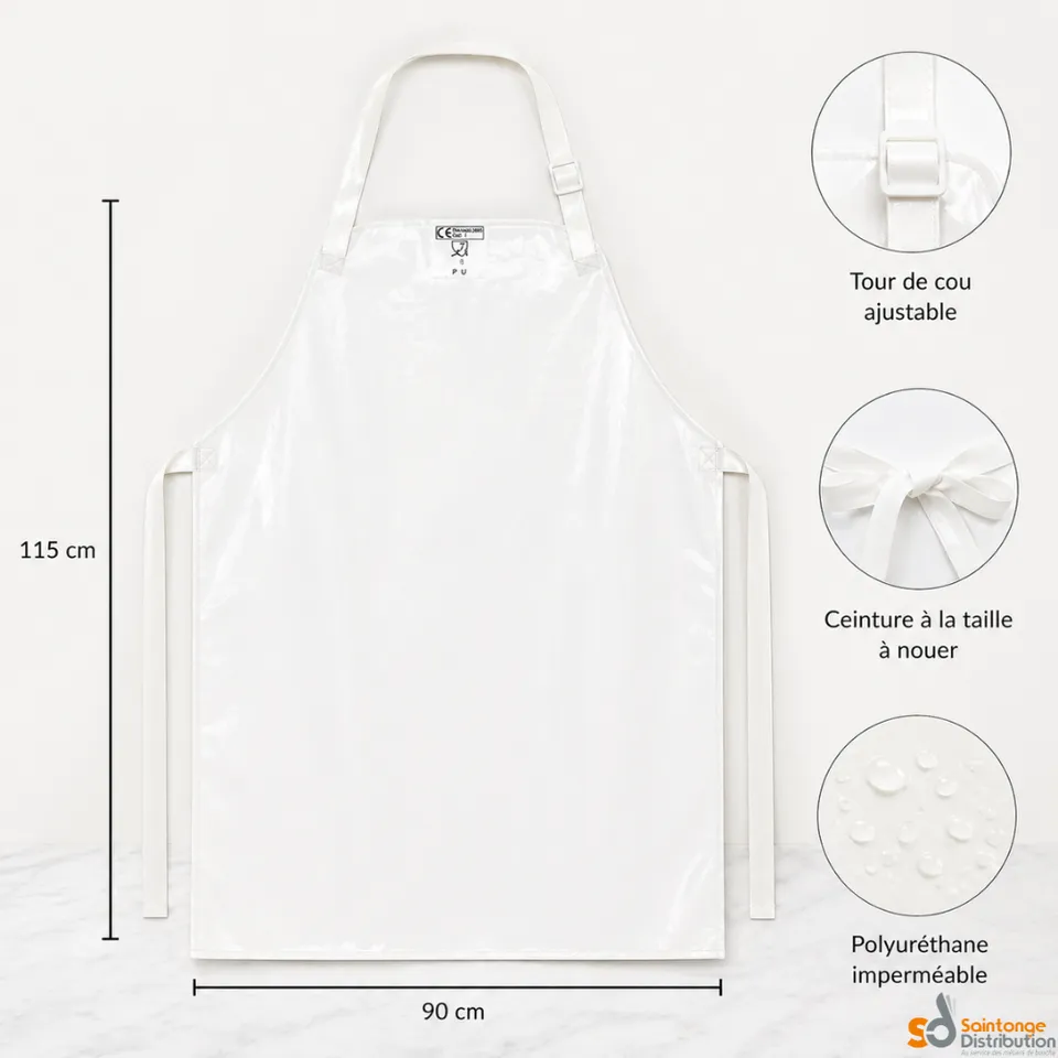 Ledotex Tablier 115x90 cm polyuréthane blanc imperméable