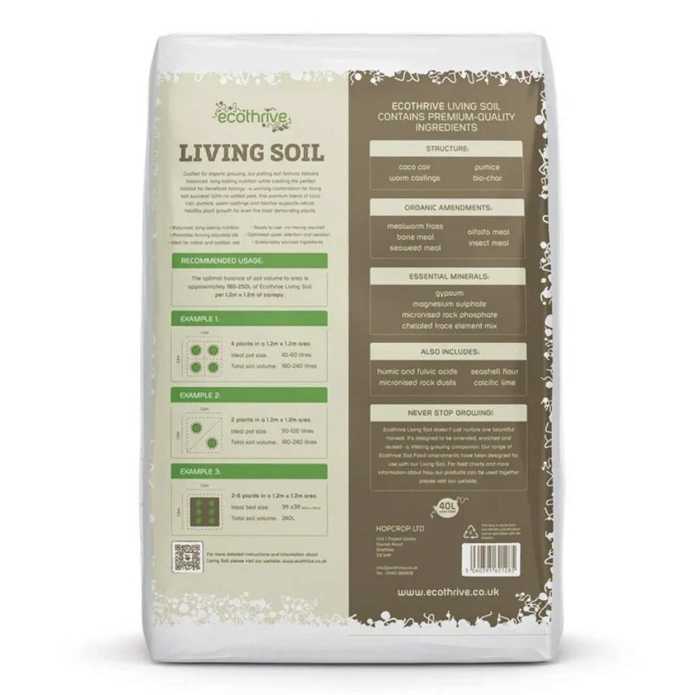 Ecothrive Living Soil terreau bio 40L sans tourbe