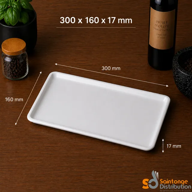 Saintonge Plat glacière blanc 30x16x1,7cm PMMA vitrine froide
