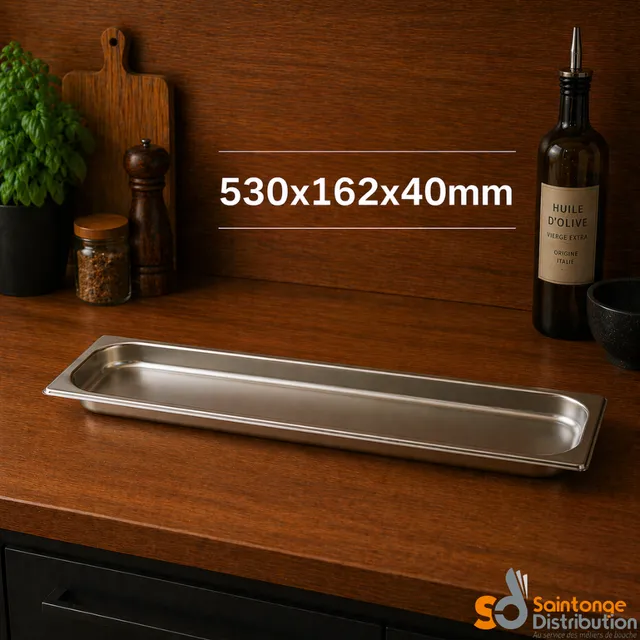 Saintonge Matériel bac gastro GN2/4 inox 530x162x40mm 2,5L
