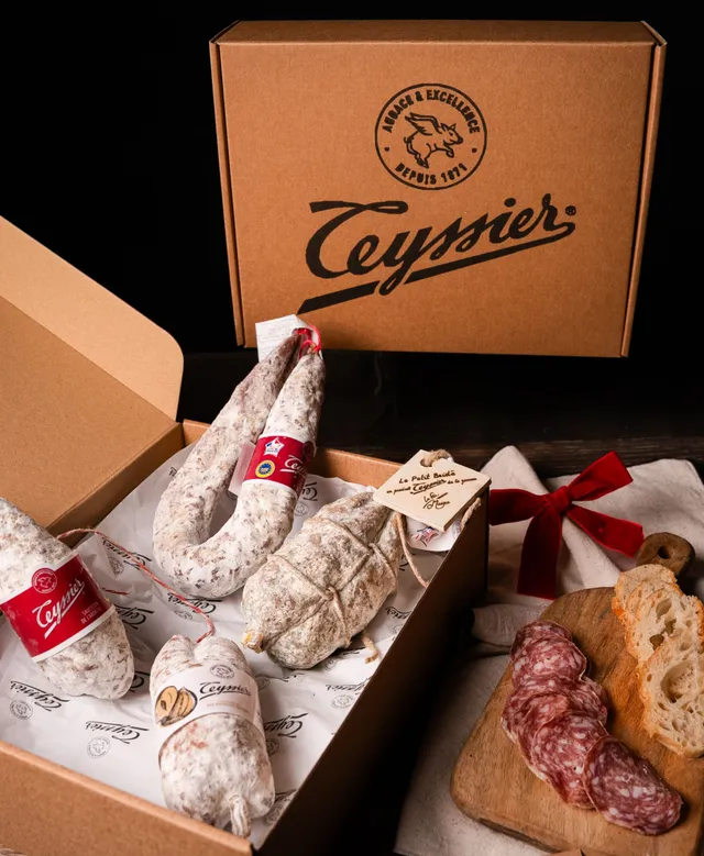 Teyssier Cadeaux Coffret saucissons dégustation 4 saucissons Ardèche