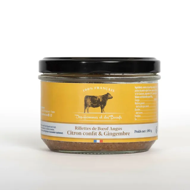 Des Hommes et des Bœufs Rillettes bœuf Angus citron gingembre 180 g