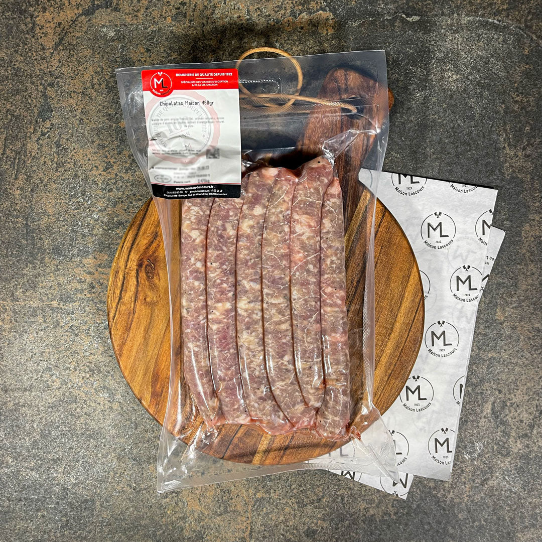Maison Lascours Chipolata saucisse porc 6 x 77 g sel poivre