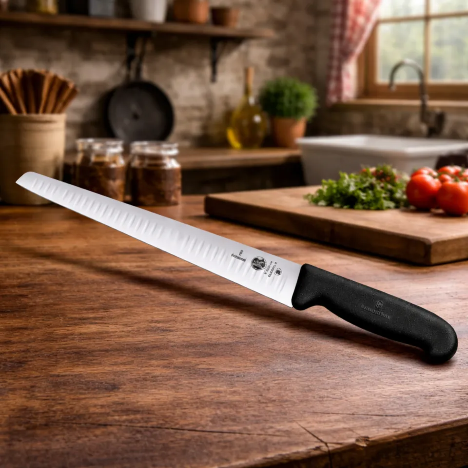 Victorinox Couteau à saumon alvéolé 30cm noir flexible