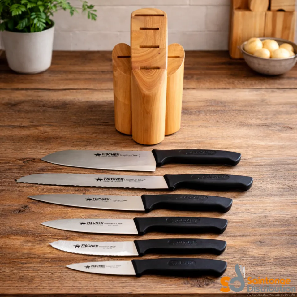 Fischer Creative Chef Bloc bois 6 couteaux cuisine