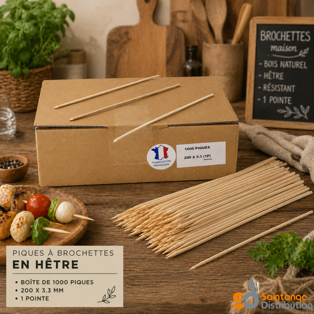 Saintonge Distribution Consommables Piques hêtre brochettes x1000