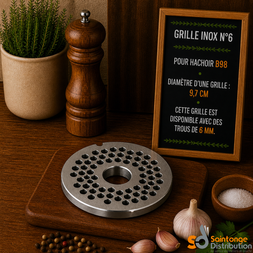 Saintonge Distribution Consommables grille inox N°6 B98 6mm