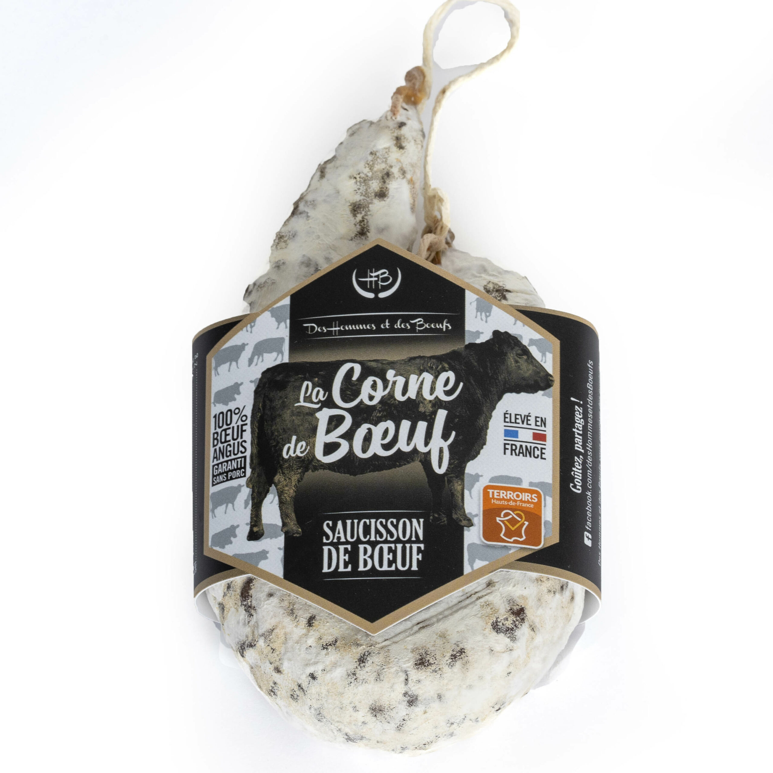 Des Hommes et des Bœufs Saucissons secs Corne Angus lot 3 saucisson nature