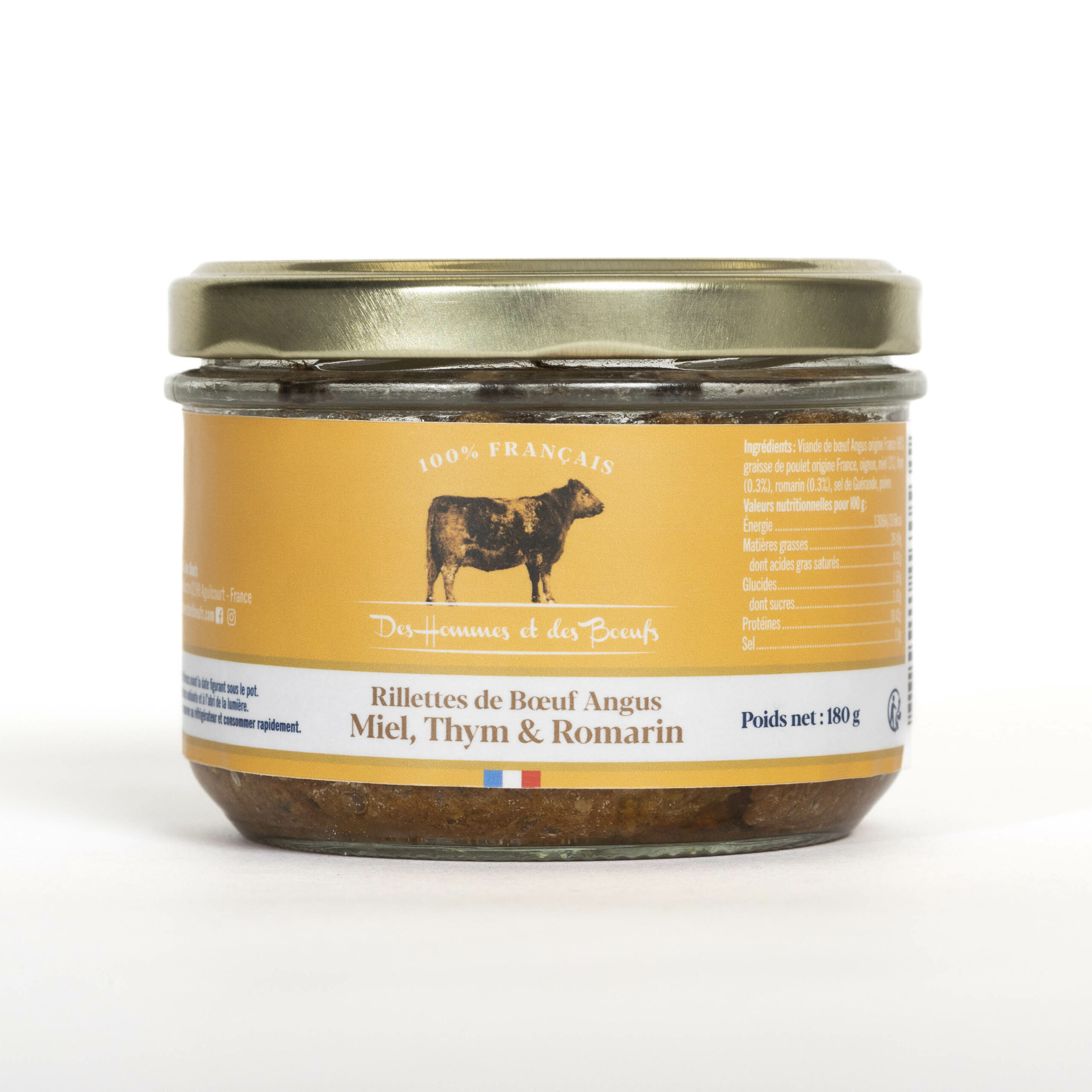 Des Hommes et des Bœufs Rillettes Angus miel thym 180 g