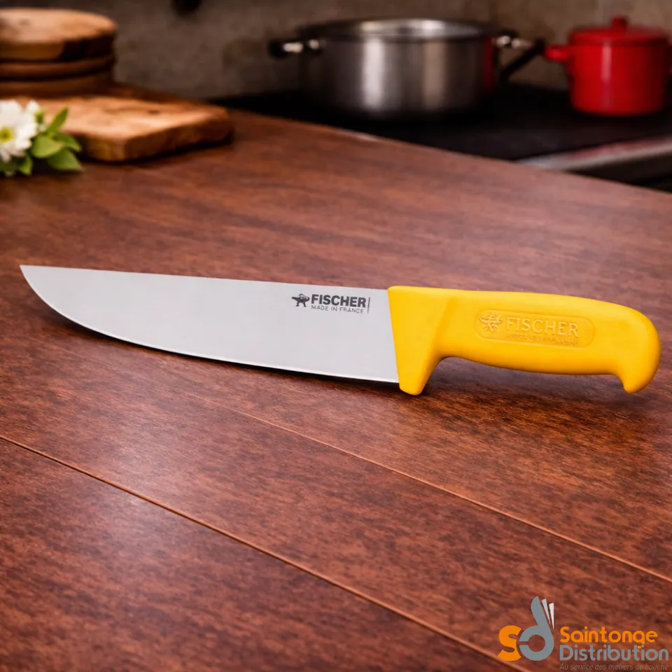 Fischer Bargoin Couteau de Boucher 25 cm manche jaune