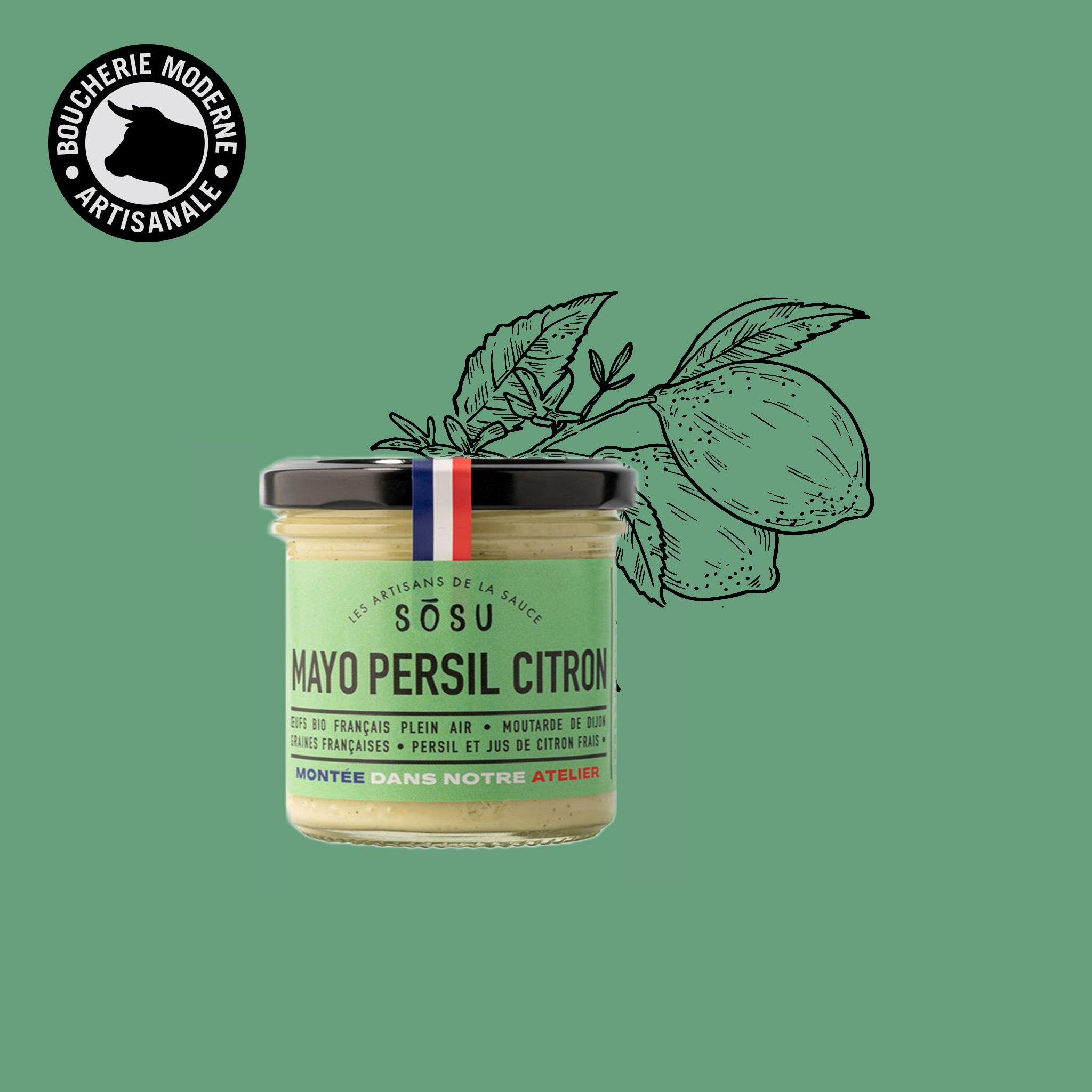 Boucherie Moderne Sosù Mayo persil citron sauce 165g fraîche