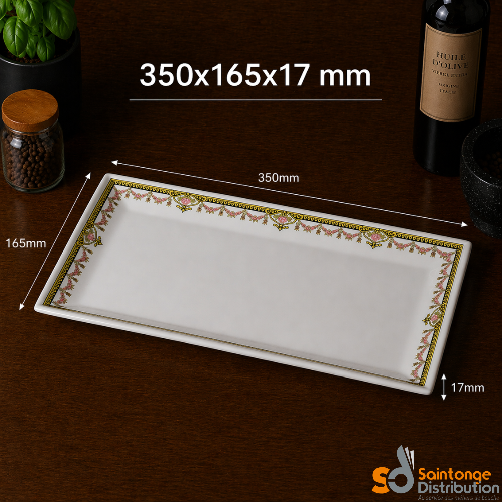 Corelli Pompadour 752 plat 35x16,5x1,7 cm blanc liserés