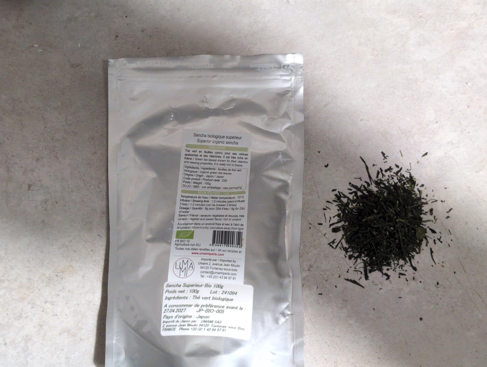 Umami Paris Sencha supérieur thé vert bio 100g vitamines