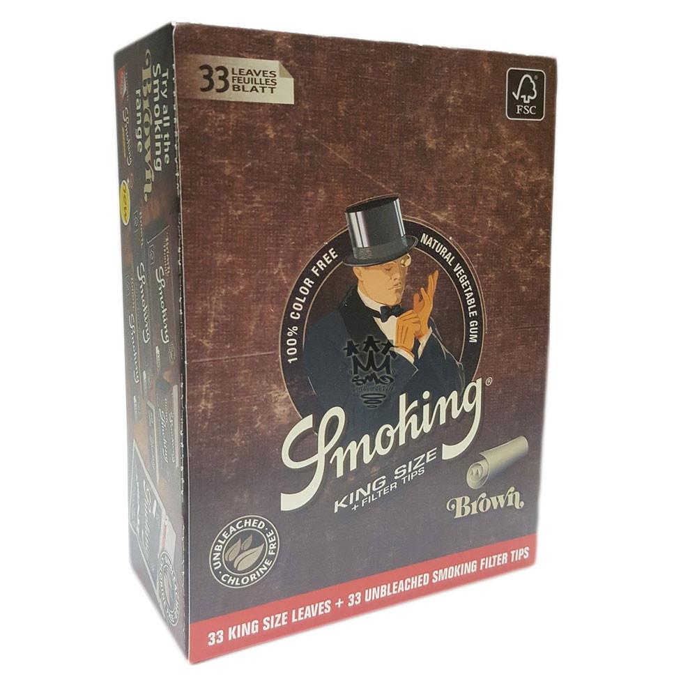 Smoking Brown feuilles king size slim + tips non blanchies