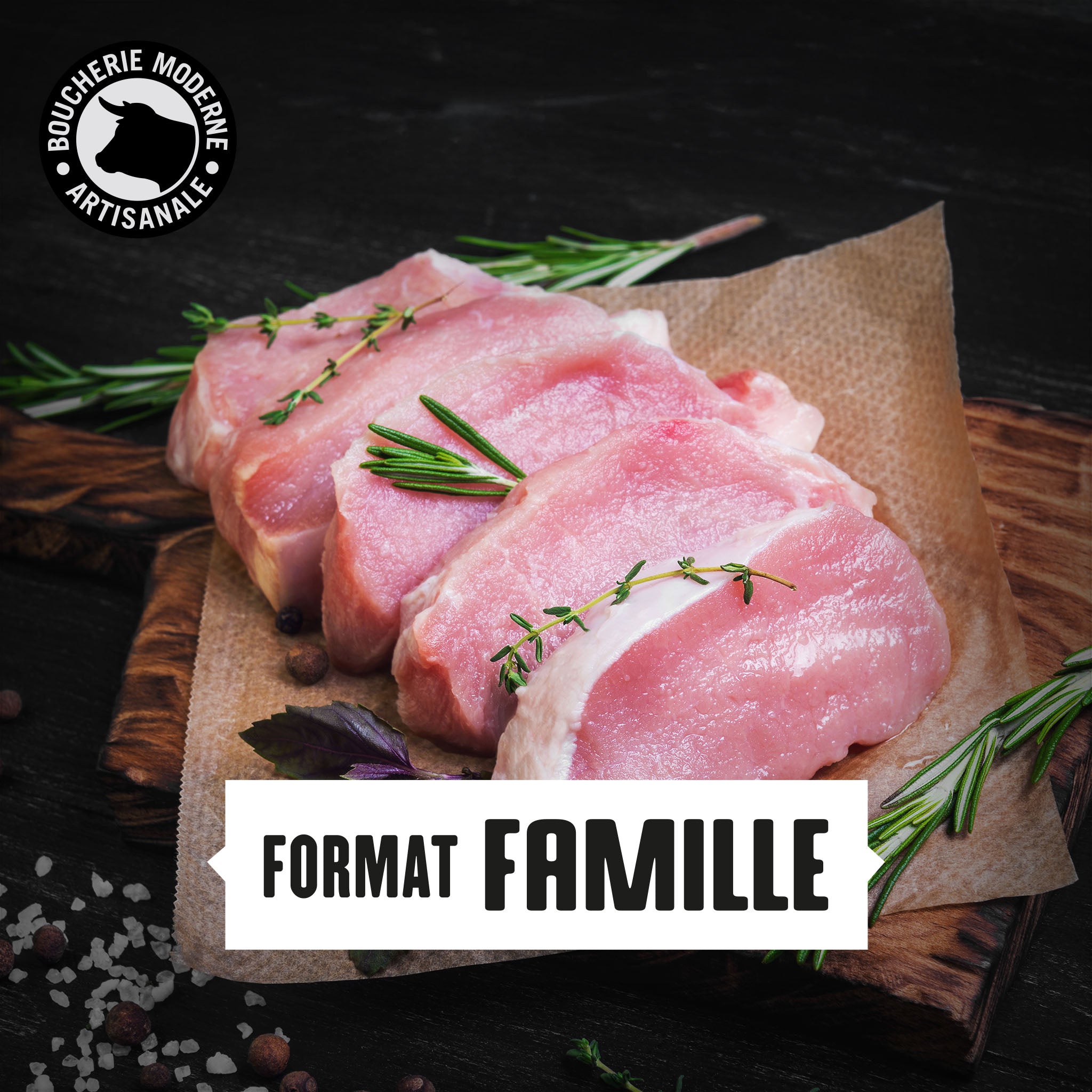 Boucherie Moderne Porc Côtes de porc carré 2kg famille