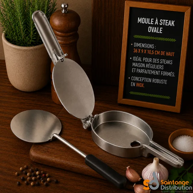New Steack moule à steak haché ovale 150 g inox