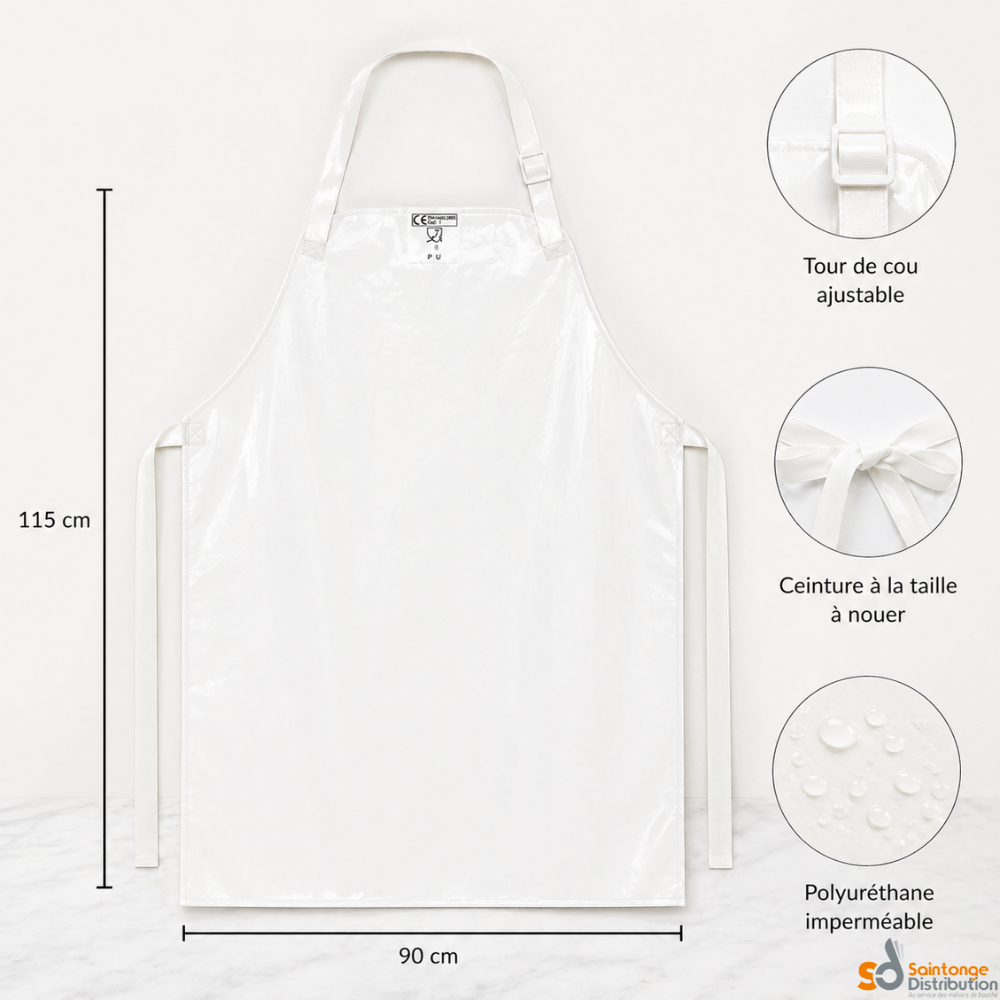 Ledotex Tablier 115x90 cm polyuréthane blanc imperméable