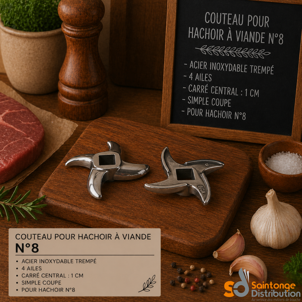 Saintonge Consommables Couteau Inox N°8 hachoir à viande 4 lames