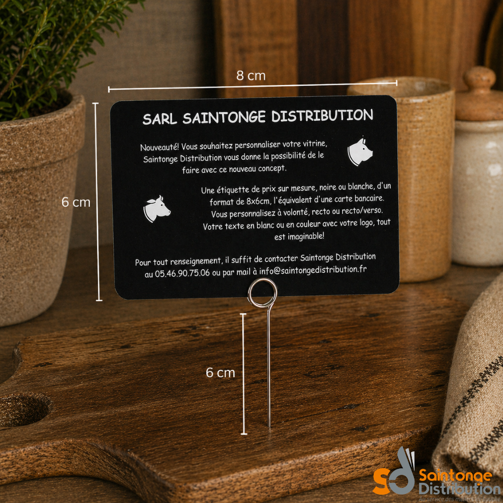 Saintonge Consommables Étiquette de Prix 8x6cm Recto Vitrine