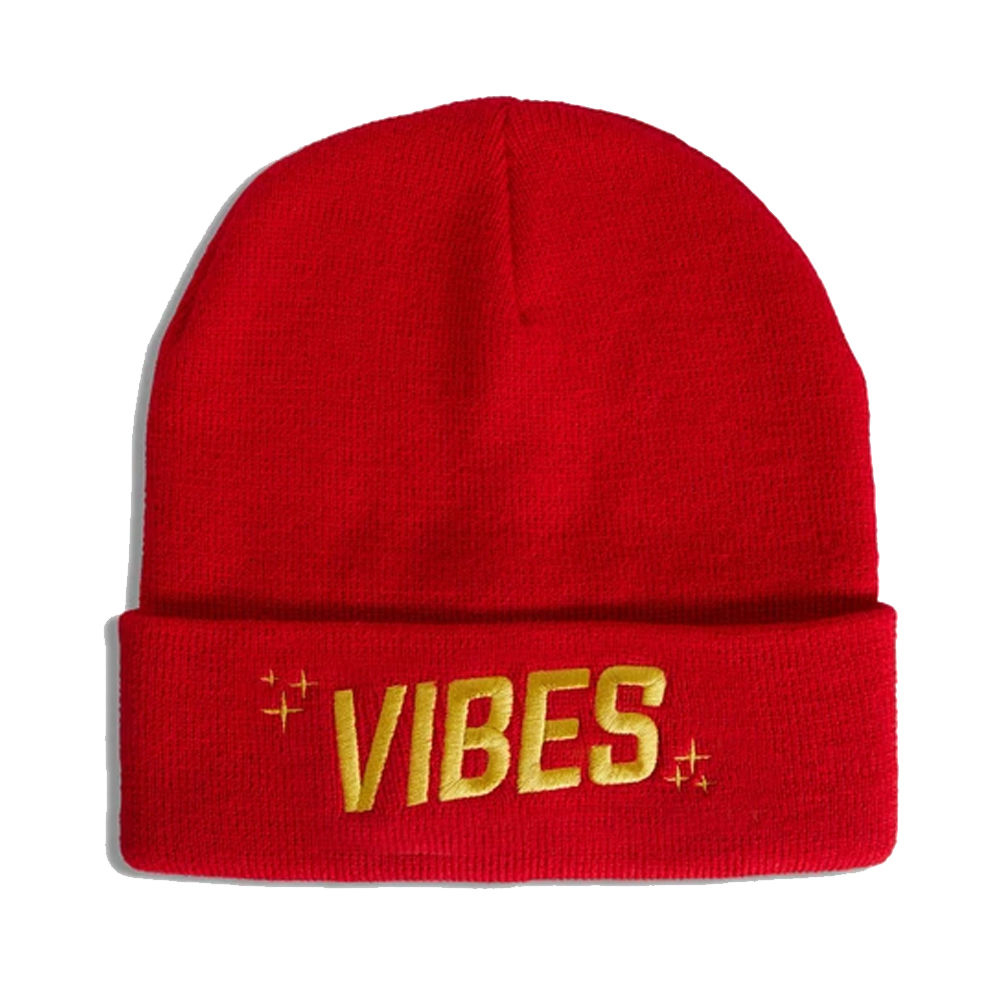 Vibes Beanie bonnet noir brodé logo or