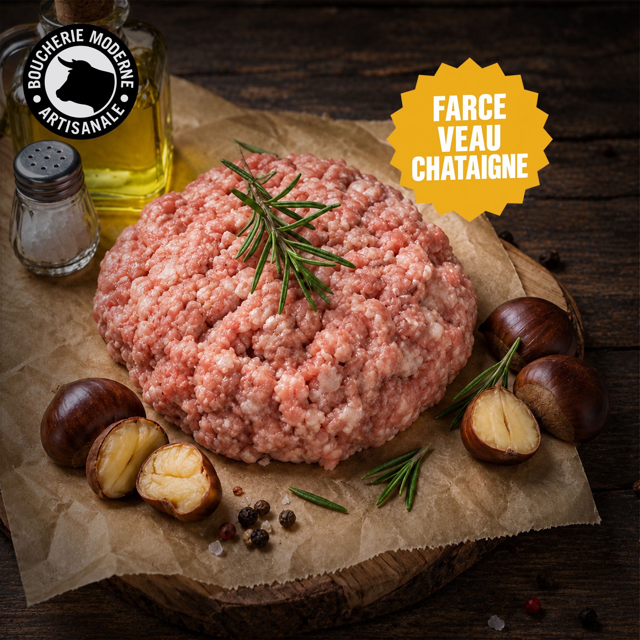 Boucherie Moderne Farce Veau Châtaignes 500G festive