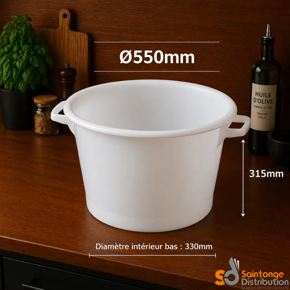 Saintonge Matériel Baquet rond Gilac 35L blanc PEHD 550mm