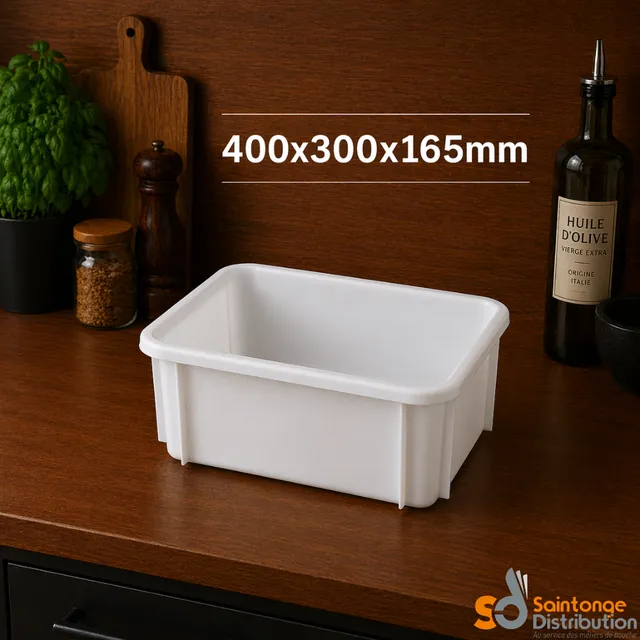 Gilac Bac rectangulaire 12L bac alimentaire blanc 12 L