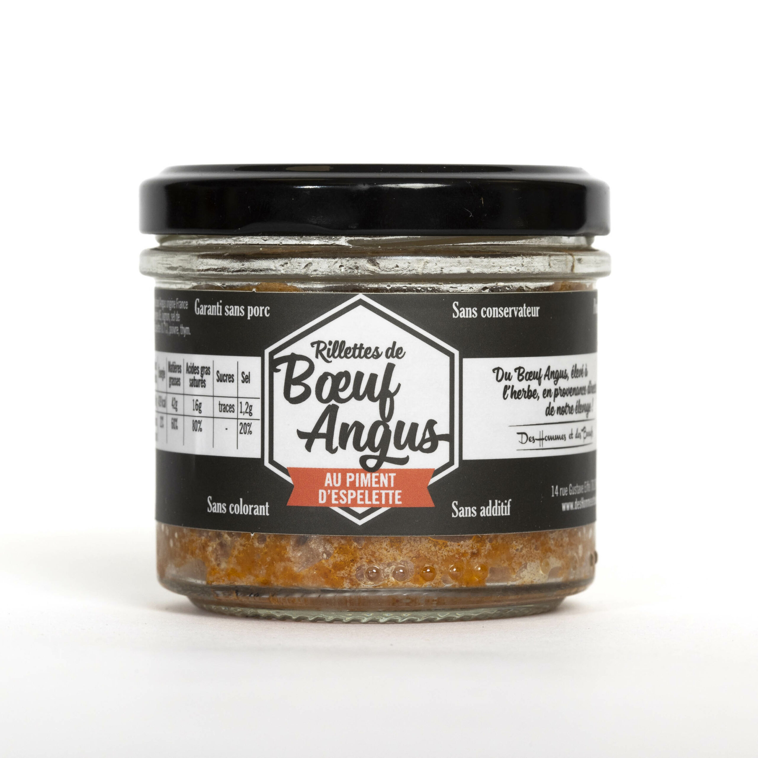 Des Hommes et des Bœufs Rillettes Boeuf Angus Piment Espelette 90 g