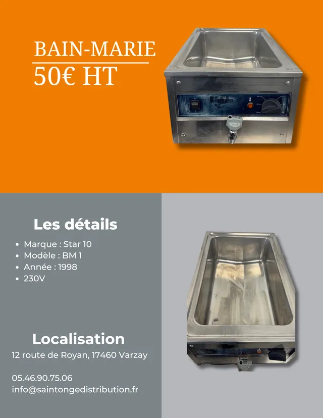 Saintonge Distribution BM-1 bain-marie inox reconditionné