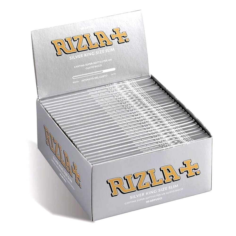 Rizla Silver King Size Slim feuilles à rouler boîte 50