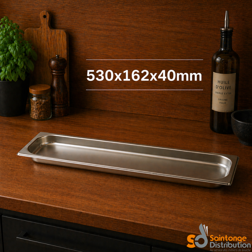 Saintonge Matériel bac gastro GN2/4 inox 530x162x40mm 2,5L