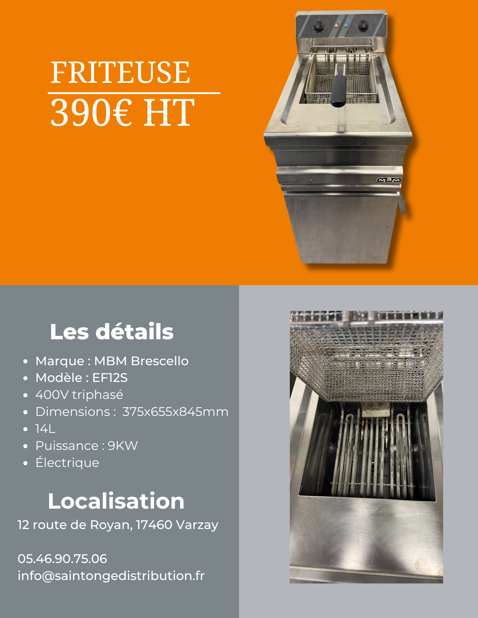 MBM EF12S friteuse électrique 14L 9kW reconditionnée