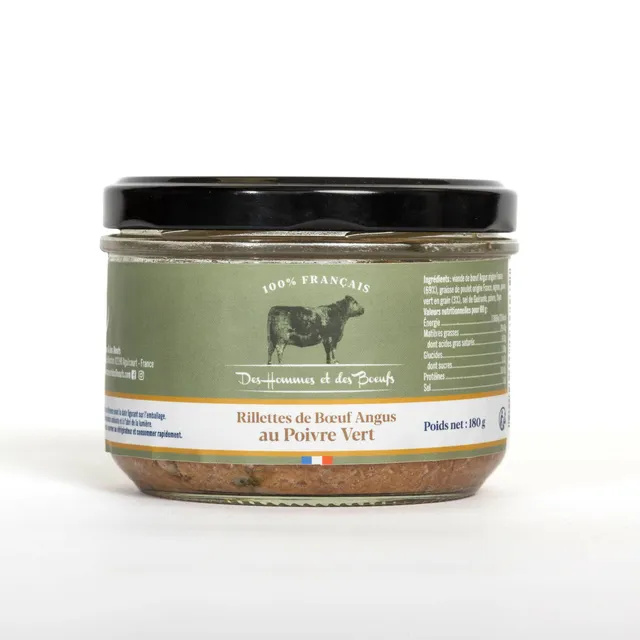 Des Hommes et des Bœufs Rillettes de Bœuf Angus Poivre vert 180 g